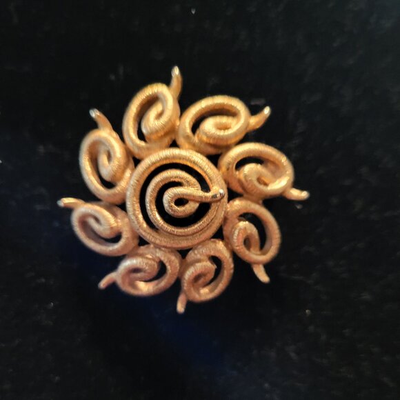 Gold-Tone Swirl Pin Marked Monet. 1-5/8" Wide. Like New Condition - Picture 4 of 4